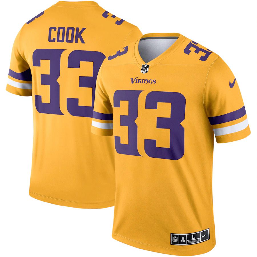 Men Minnesota Vikings #33 Dalvin Cook Nike Gold Inverted Legend NFL Jersey